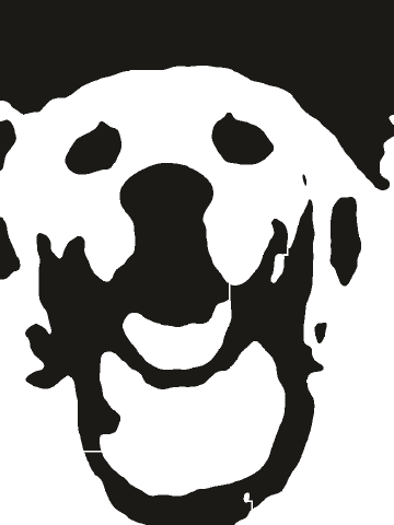 Dog photo turned into a chunky pumpkin carving stencil