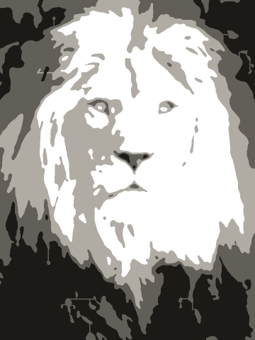 Lion photo turned into a three-layer spray paint stencil
